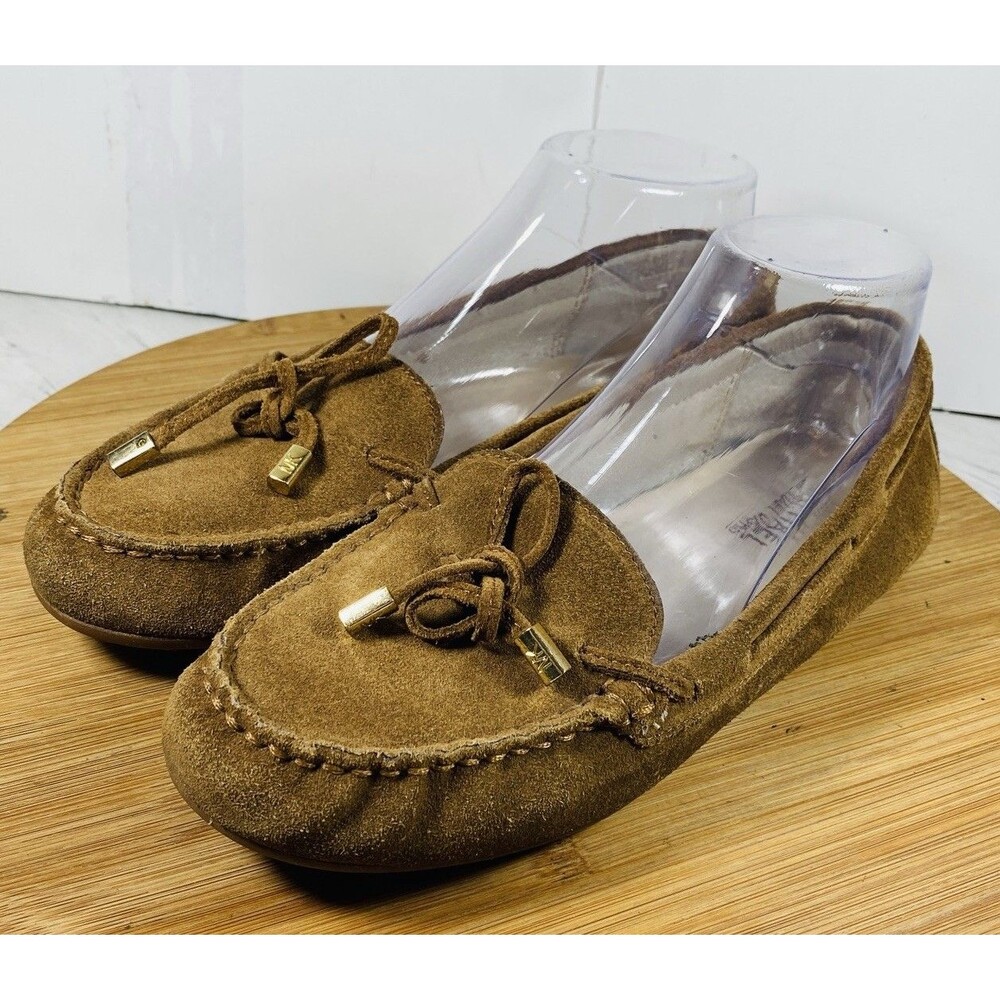 Michael Kors Women's Flat Moccasins Loafers Driving Shoes Brown Suede Size 7.5M